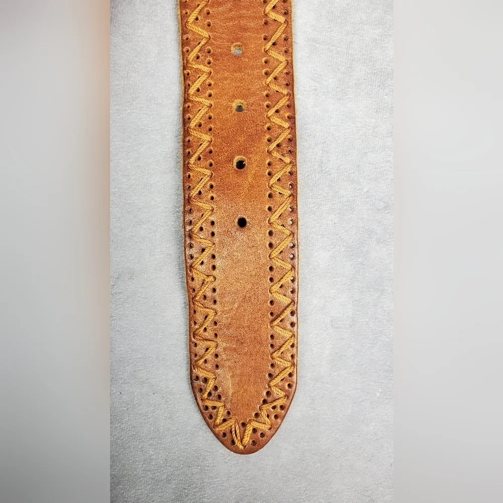 Another Line Genuine Leather Brown braid‎ Boho western cowgirl Women belt Size M